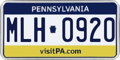 PA license plate MLH0920
