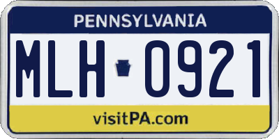 PA license plate MLH0921