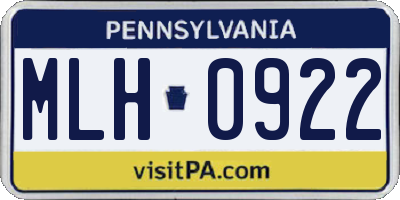 PA license plate MLH0922