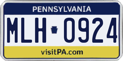 PA license plate MLH0924