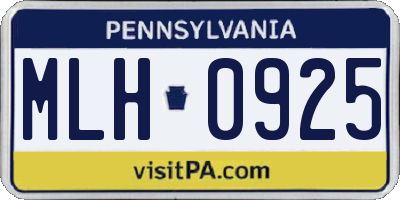 PA license plate MLH0925