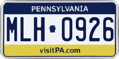 PA license plate MLH0926