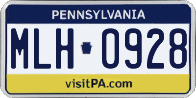 PA license plate MLH0928