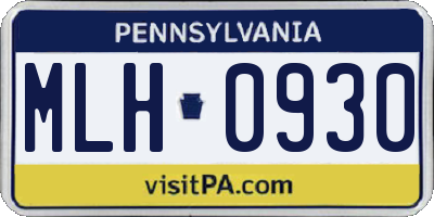 PA license plate MLH0930