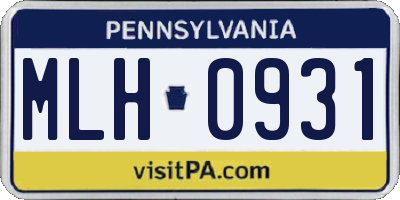 PA license plate MLH0931