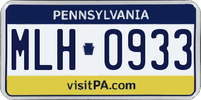 PA license plate MLH0933