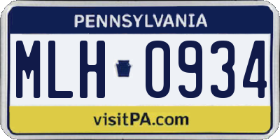 PA license plate MLH0934