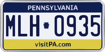 PA license plate MLH0935