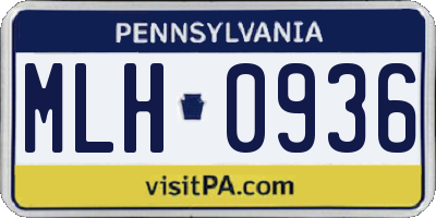 PA license plate MLH0936