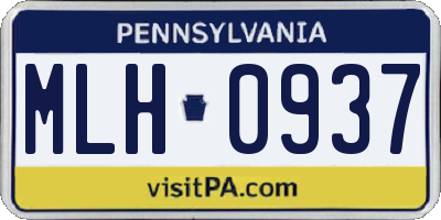PA license plate MLH0937