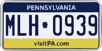 PA license plate MLH0939