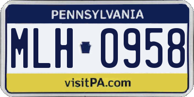 PA license plate MLH0958