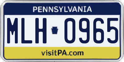 PA license plate MLH0965