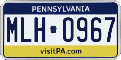 PA license plate MLH0967