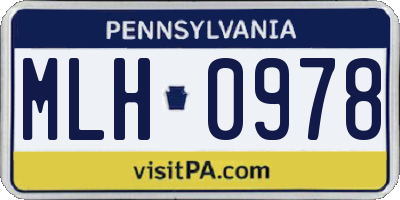 PA license plate MLH0978