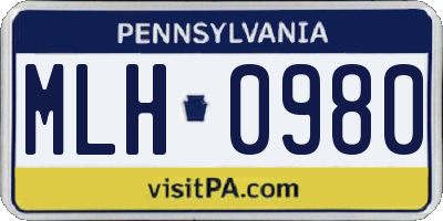 PA license plate MLH0980