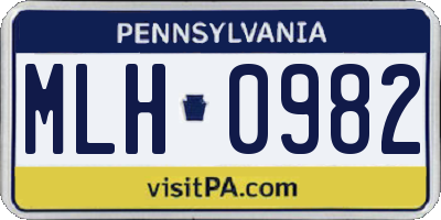 PA license plate MLH0982