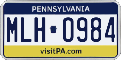 PA license plate MLH0984