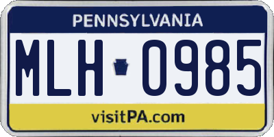 PA license plate MLH0985