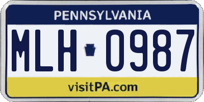 PA license plate MLH0987