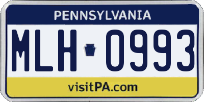 PA license plate MLH0993
