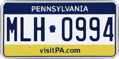 PA license plate MLH0994
