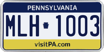 PA license plate MLH1003