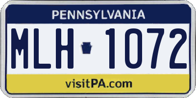 PA license plate MLH1072