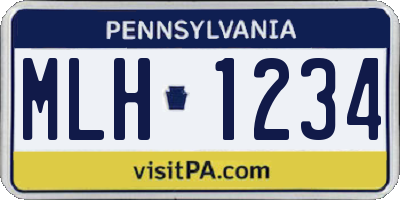PA license plate MLH1234