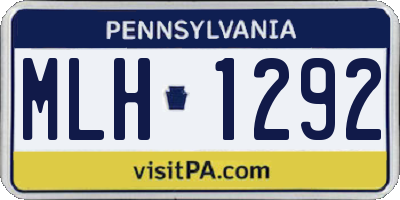 PA license plate MLH1292