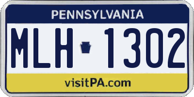PA license plate MLH1302
