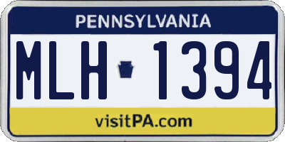PA license plate MLH1394