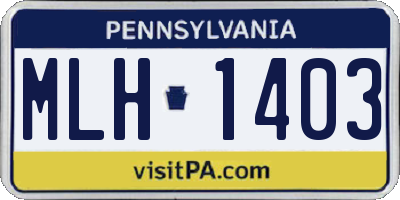 PA license plate MLH1403