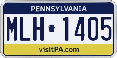 PA license plate MLH1405