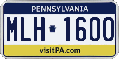 PA license plate MLH1600