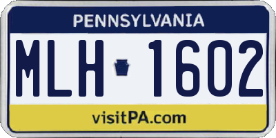 PA license plate MLH1602