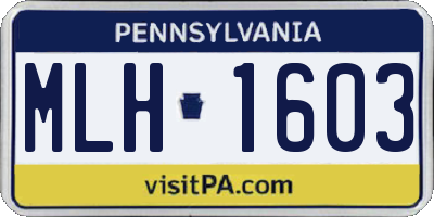 PA license plate MLH1603