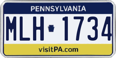 PA license plate MLH1734