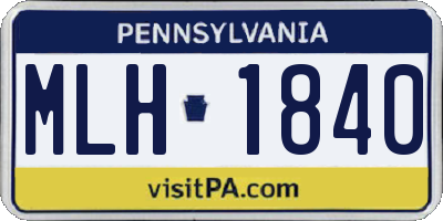 PA license plate MLH1840