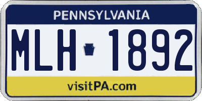 PA license plate MLH1892