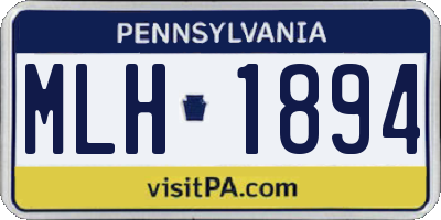 PA license plate MLH1894