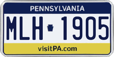 PA license plate MLH1905