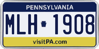 PA license plate MLH1908