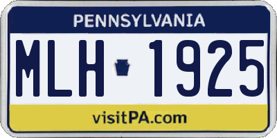 PA license plate MLH1925