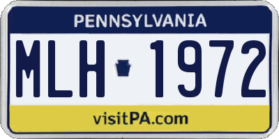 PA license plate MLH1972