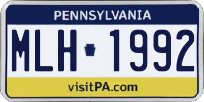 PA license plate MLH1992