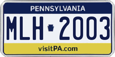 PA license plate MLH2003