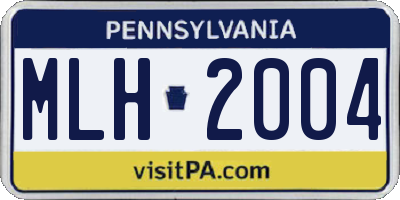 PA license plate MLH2004