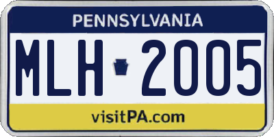 PA license plate MLH2005