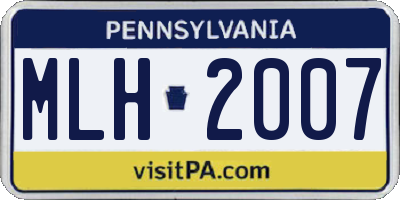 PA license plate MLH2007